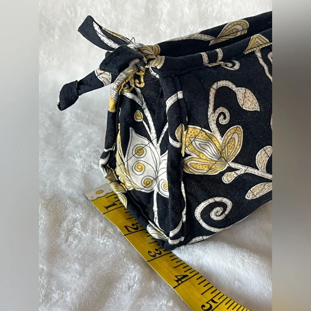 Vera Bradley Tie Cosmetic Bag retired Yellow Bird pattern black yellow
